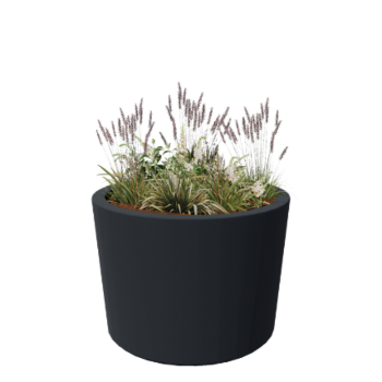 Jardinera de fibra de vidrio - Cone - Ø 120 x 80 cm - RAL7021 mate (gris negruzco) - Con fondo