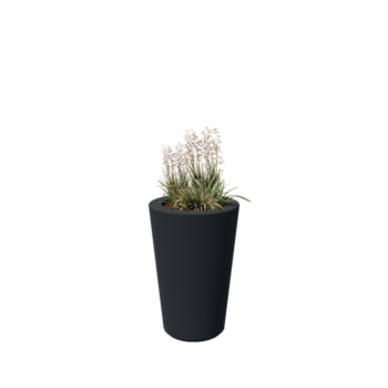 Jardinera de fibra de vidrio - Cone - Ø 55 x 76 cm - RAL7021 mate (gris negruzco) - Con fondo