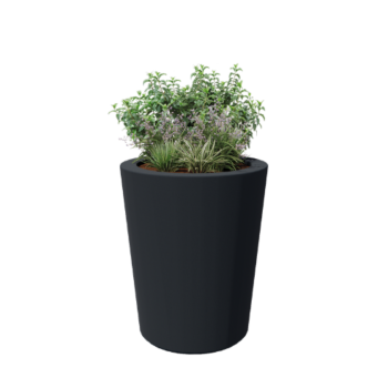 Jardinera de fibra de vidrio - Cone - Ø 89 x 100 cm - RAL7021 mate (gris negruzco) - Con fondo