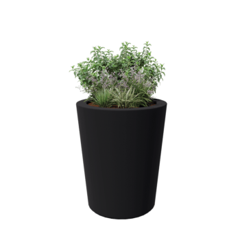 Jardinera de fibra de vidrio - Cone - Ø 89 x 100 cm - RAL7021 mate (gris negruzco) - Con fondo