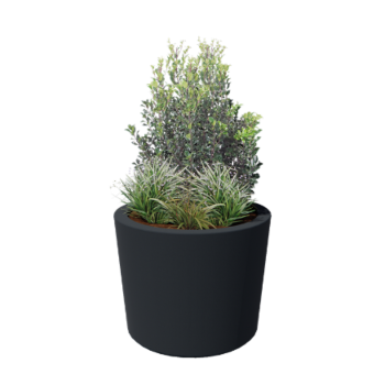 Jardinera de fibra de vidrio - Cone - Ø 95 x 70 cm - RAL7021 mate (gris negruzco) - Con fondo