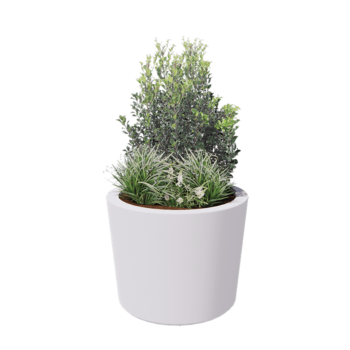 Jardinera de fibra de vidrio - Cónica - Ø 95 x 70 cm - RAL9010 mate (blanco) - Con fondo