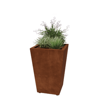 Jardinera de acero corten - Cono - 60 x 60 x 81,5 cm - Soldado - Con placa inferior