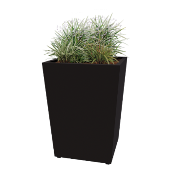Jardinera de acero - Cono - 80 x 80 x 101,5 cm - Soldado - RAL9005 mate (negro) - Con placa inferior