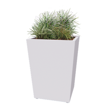 Jardinera de acero - Cono - 80 x 80 x 101,5 cm - Soldado - RAL9010 mate (blanco) - Con placa inferior