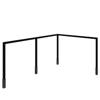 Pérgola de acero - Esquina - 600 x 412 x 230 cm - RAL9005 mate (negro) - Con base de hormigón