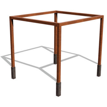 Pérgola cuadrada de acero corten 324 x 300 cm