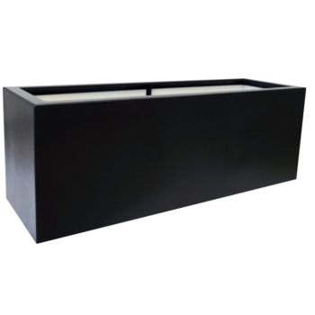 Jardinera de fibra de vidrio - Rectángulo - 120 x 40 x 50 cm - RAL9005 mate (negro) - Con fondo