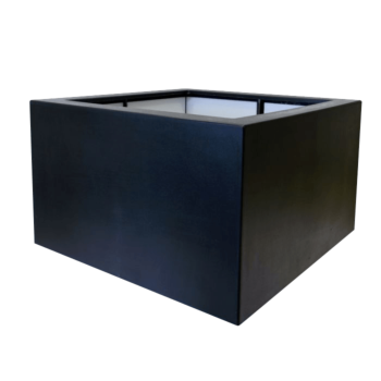 Jardinera de fibra de vidrio - Cuadrado - 140 x 140 x 80 cm - RAL9005 mate (negro) - Con fondo