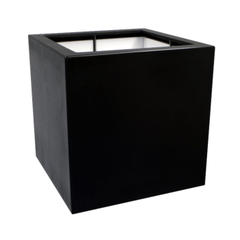 Jardinera de fibra de vidrio - Cuadrado - 80 x 80 x 80 cm - RAL9005 mate (negro) - Con fondo
