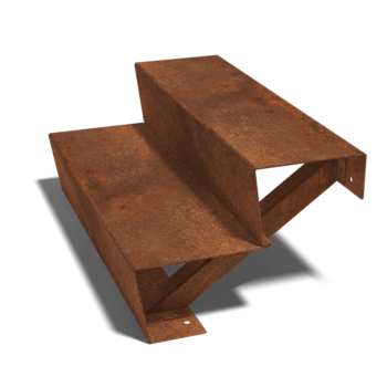 Escalera de acero corten New York de 2 escalones (anchura: 80 cm)