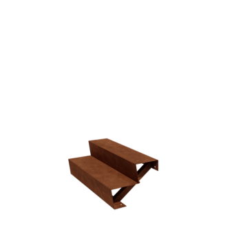 Escalera de acero corten New York de 2 escalones (anchura: 100 cm)