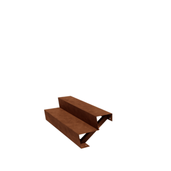 Escalera de acero corten New York de 2 escalones (anchura: 120 cm)