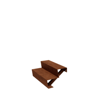 Escalera de acero corten New York de 2 escalones (anchura: 80 cm)