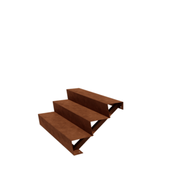 Escalera de acero corten New York de 3 escalones (anchura: 120 cm)