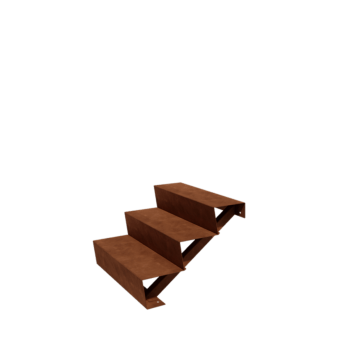 Escalera de acero corten New York de 3 escalones (anchura: 80 cm)