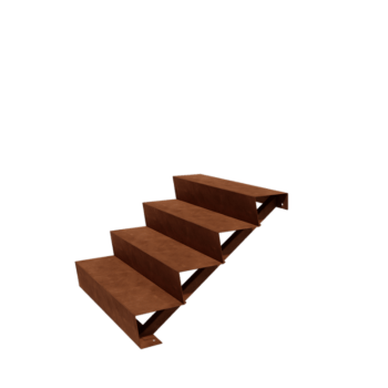 Escalera de acero corten New York de 4 escalones (anchura: 100 cm)