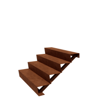 Escalera de acero corten New York de 4 escalones (anchura: 120 cm)