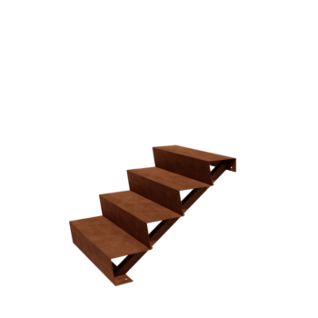 Escalera de acero corten New York de 4 escalones (anchura: 80 cm)
