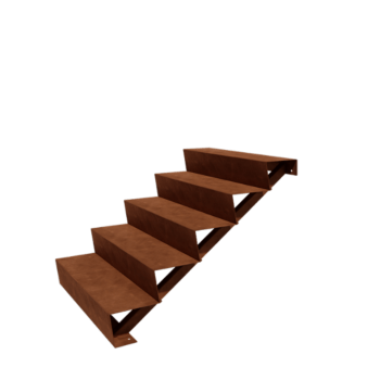 Escalera de acero corten New York de 5 escalones (anchura: 100 cm)