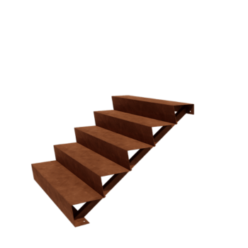 Escalera de acero corten New York de 5 escalones (anchura: 120 cm)
