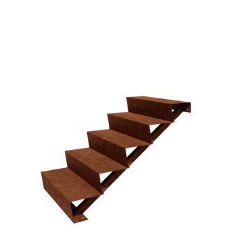 Escalera de acero corten New York de 5 escalones (anchura: 80 cm)