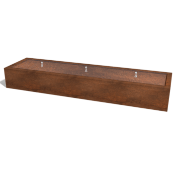 Mesa de agua de acero corten 300 x 80 x 40 cm