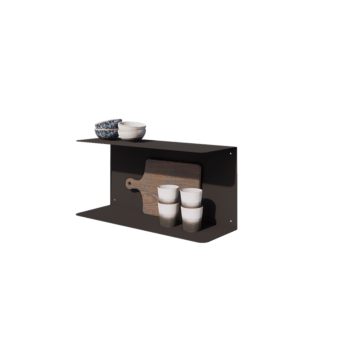 Estante de pared de acero - Forma de C - 60 x 20 x 28 cm - RAL9005 mate (negro)