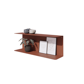 Estante de pared de acero - Forma de C - 80 x 20 x 28 cm - Corten look
