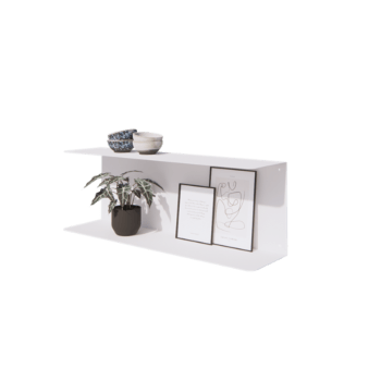 Estante de pared de acero - Forma de C - 80 x 20 x 28 cm - RAL9010 mate (blanco)