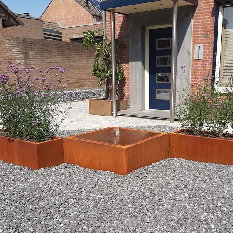 Mesa de agua de acero corten 100 x 100 x 40 cm