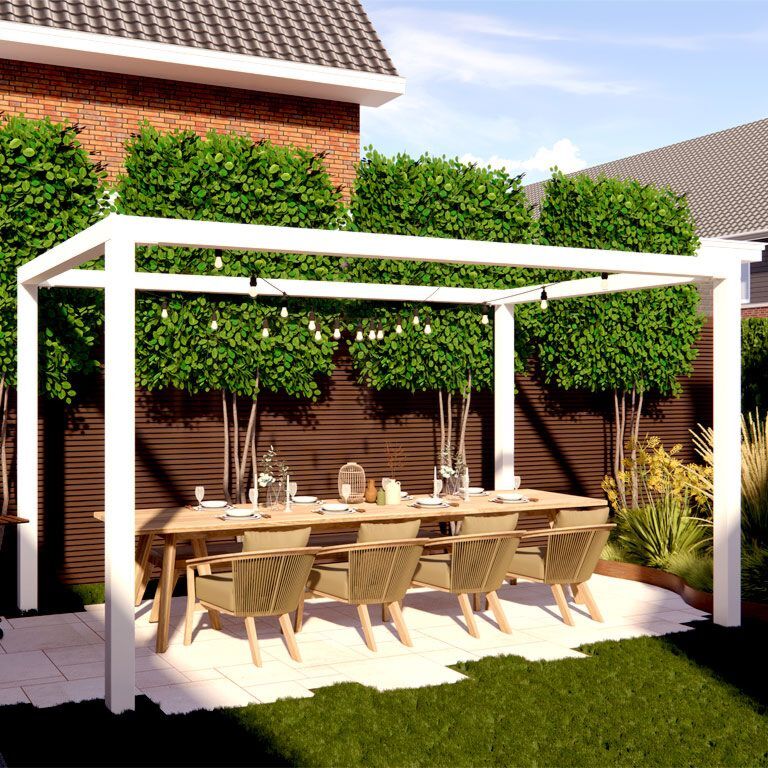 Pérgola cuadrada de acero con tratamiento electrostático 224 x 200 cm