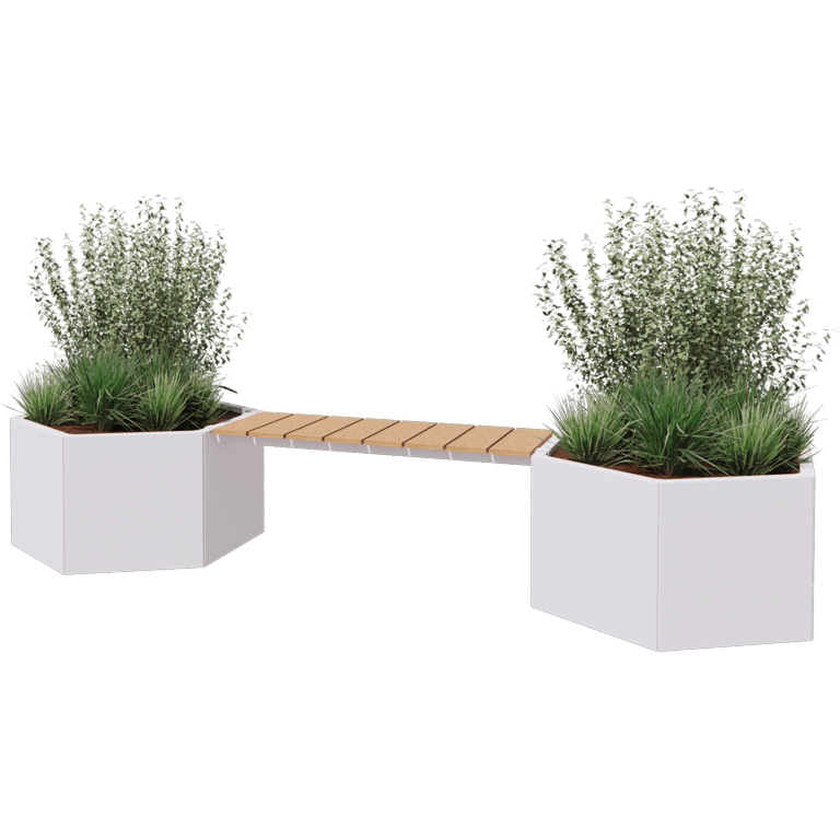 Jardinera de acero con tratamiento electrostático con asiento Vegas Denver