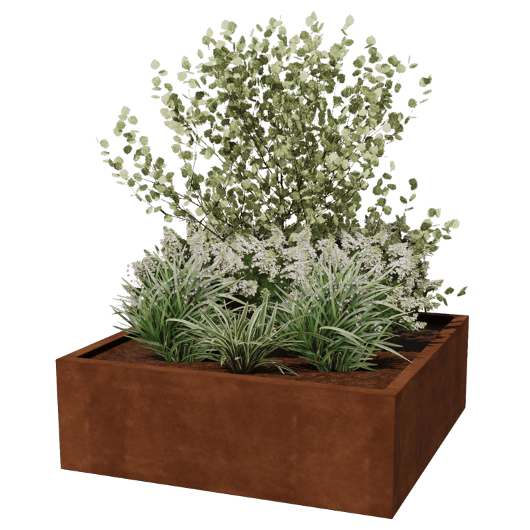 Jardinera de acero corten soldada Montana 120 x 120 x 40 cm