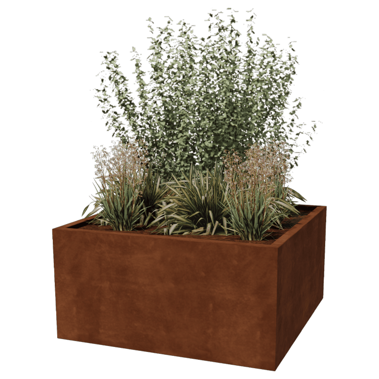 Jardinera de acero corten soldada Montana 120 x 120 x 60 cm