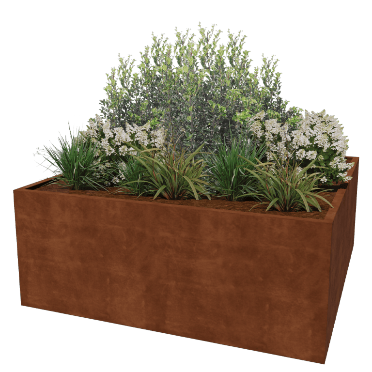 Jardinera de acero corten soldada Montana 200 x 200 x 80 cm