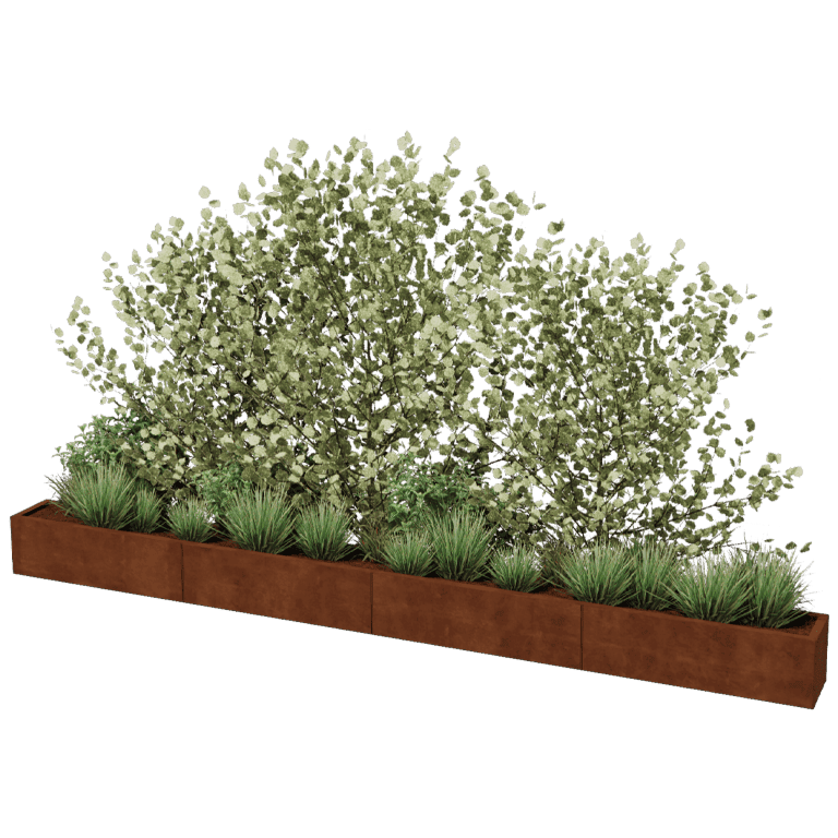 Jardinera de acero corten Texas xxl 400 x 30 cm