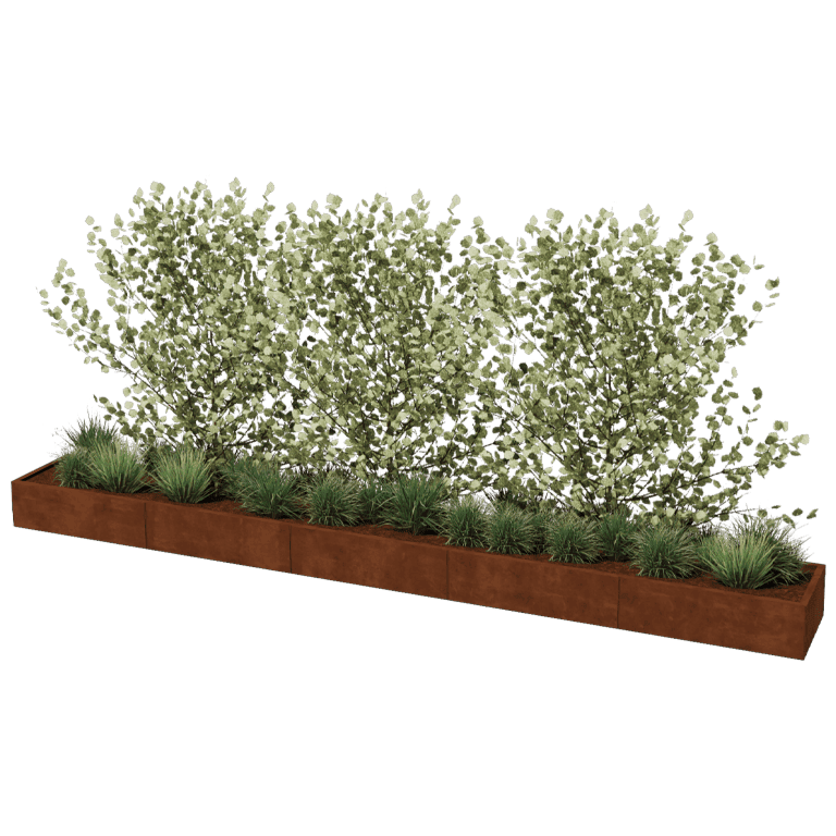 Jardinera de acero corten Texas xxl 500 x 60 cm
