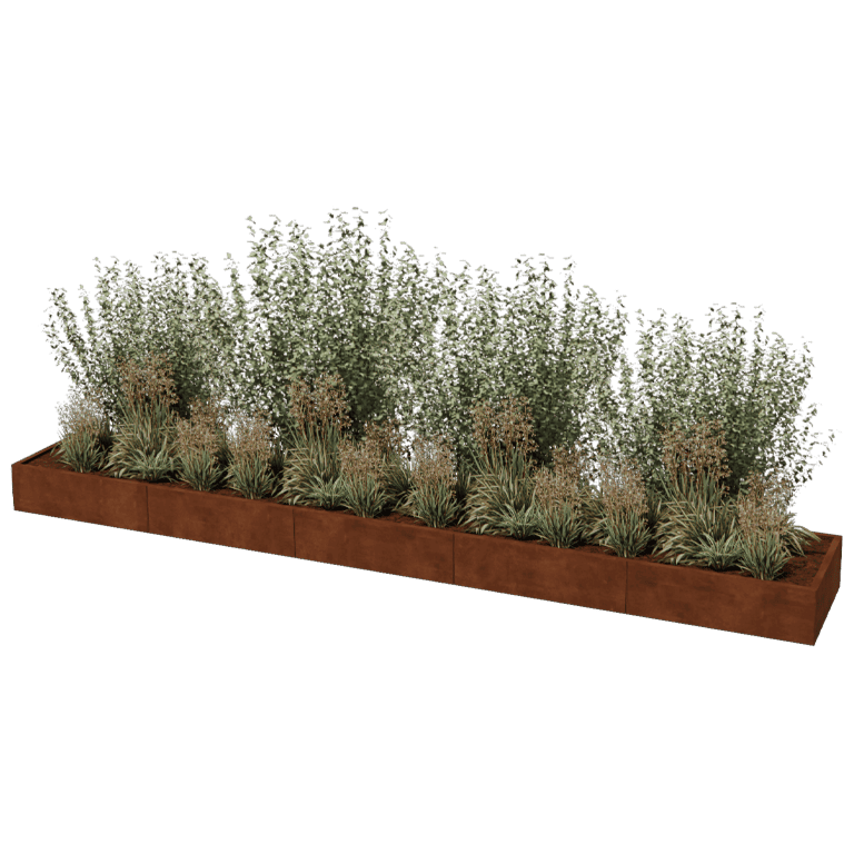 Jardinera de acero corten Texas xxl 500 x 80 cm