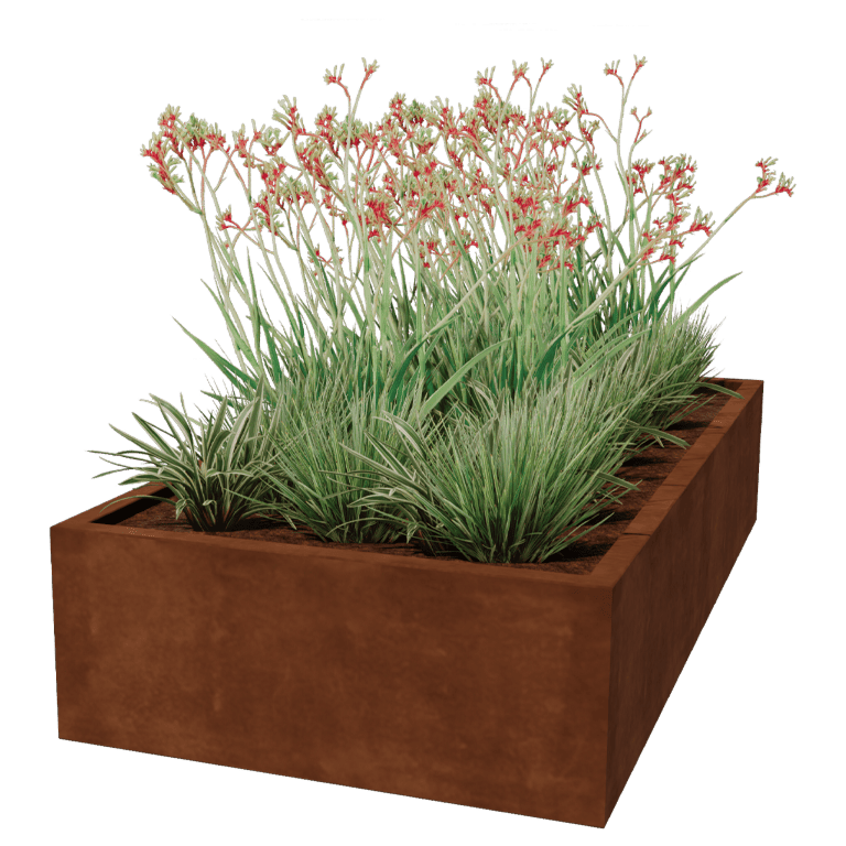 Jardinera de acero corten soldada Montana 200 x 100 x 40 cm