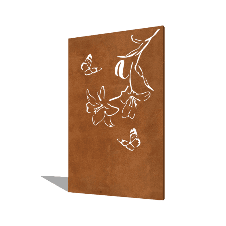 Panel de acero corten lirio 120 x 6 x 190 cm