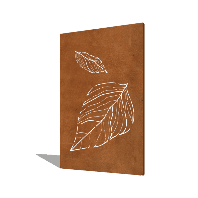 Panel de acero corten hojas caídas 1 120 x 6 x 190 cm