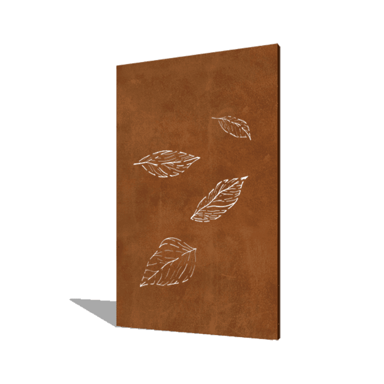 Panel de acero corten hojas caídas 2 120 x 6 x 190 cm