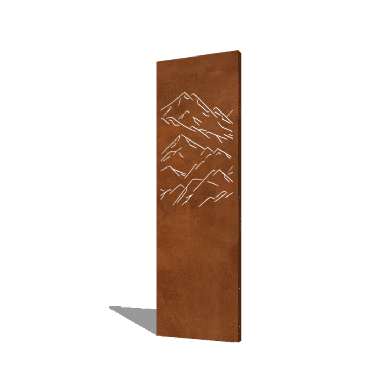 Panel de acero corten montañas composición 1 60 x 6 x 190 cm