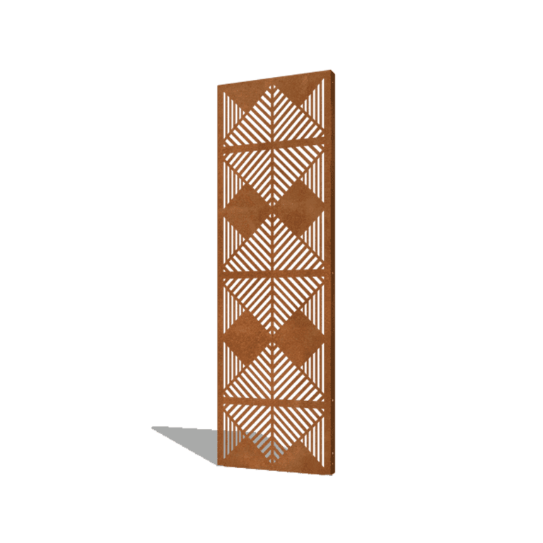 panel de acero corten líneas composición 3 60 x 6 x 190 cm