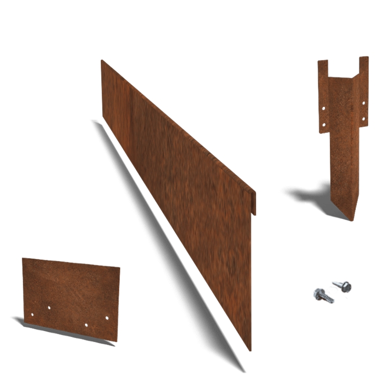 Bordura de acero corten de borde doblado 13 cm juego completo de 24metros