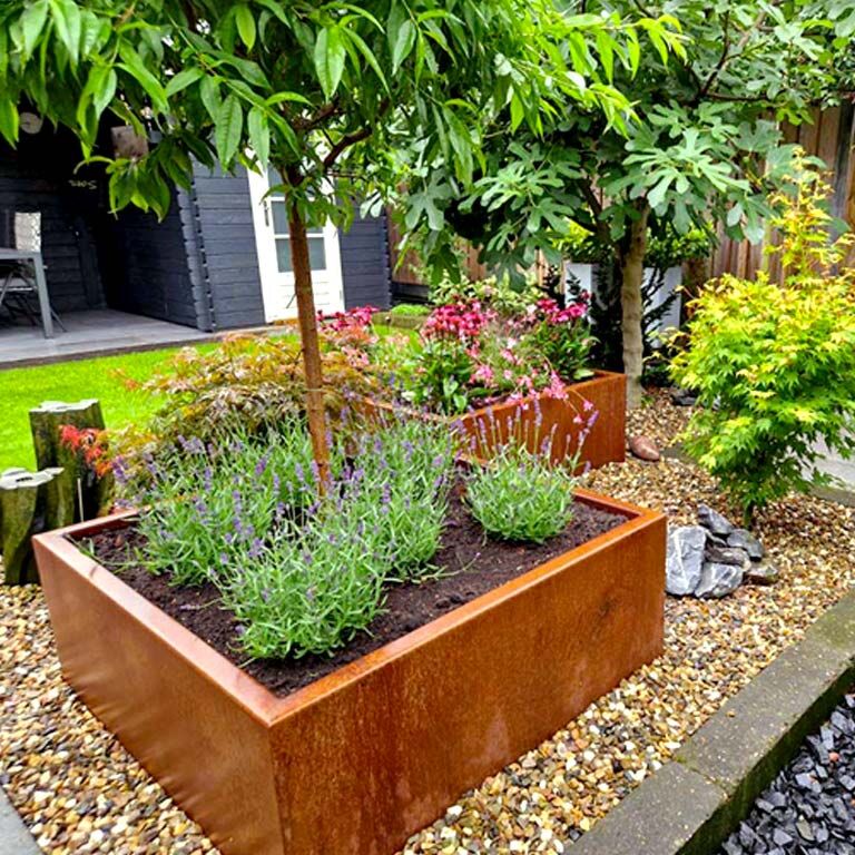 Jardinera de acero corten soldada Montana 100 x 100 x 40 cm