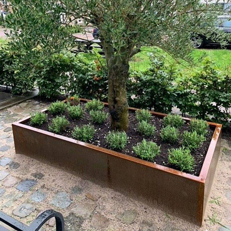 Jardinera de acero corten soldada Montana 200 x 100 x 40 cm