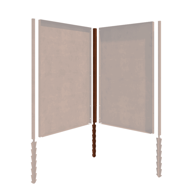 Poste esquinero de acero corten con estaca de tierra 190 x 6 x 3 cm