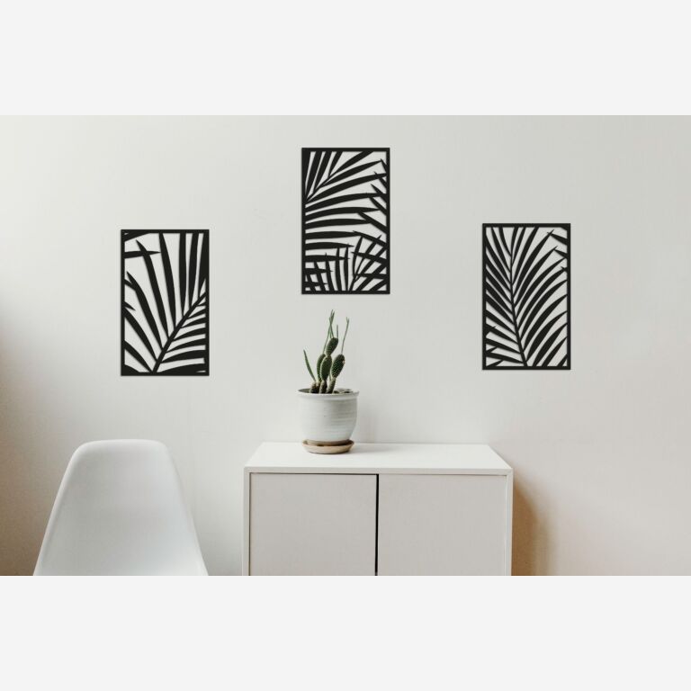 Decoración metálica de pared Helechos 3 partes